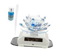 BESPORTBLE Solar Power Rotating Crystal Flower Aromatherapy Ornament for Car Interior with Blue Plastic and Elegant Design, Auto Air Freshener Decoration