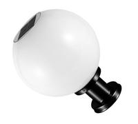 BESPORTBLE Solar Powered Globe Post Light 20cm White LED Outdoor Waterproof Garden Sphere Lamp with Black Base for Patio Lawn Fence Lighting