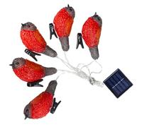 BESPORTBLE Solar Powered Robin Shape LED Bird String Lights with Panel for Garden Patio Balcony Decoration Warm Yellow and Red Outdoor Ornamental Lighting