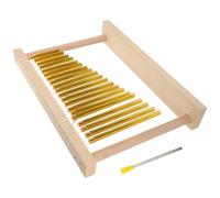 BESPORTBLE Solid Copper Wind Chime Set Wooden Base Twenty-tone Musical Instrument for Teaching Includes Drumstick Gold Color