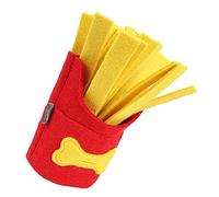 BESPORTBLE Squeaky Dog Chew Teether Felt Slow Feeder French Fries Shape Interactive Pet Toy Bright Colors for Fun Training