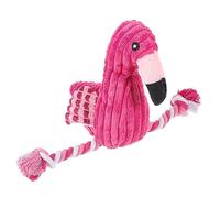 BESPORTBLE Squeaky Dog Toy Plush Flamingo Shape for Interactive Play Teeth Cleaning Chew Toy for Dogs and Puppies Eco-friendly Corduroy Material Pink