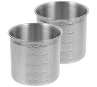 BESPORTBLE Stainless Steel 2Pcs Measuring Cups 250Ml Metal Kitchen Container with Scale for Rice Cooking and Baking Use