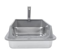 BESPORTBLE Stainless Steel Cat Litter Box Narrow Litter Pan Low Entry for Kitten Hamster Rabbit Portable Toilet Bin