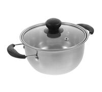 BESPORTBLE Stainless Steel Milk Pot for Cooking Soup Practical Kitchenware for Noodles Designed Visual Lid for Easy Use at Home Random Style