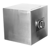 BESPORTBLE Stainless Steel Piggy Bank Lock, Medium 15x15x15cm Savings Bank, Secure Money Box for and Adults, Large Coin Container for Safe Cash Storage