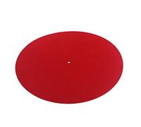 BESPORTBLE Static Wool Turntable Platter Mat Diameter Red Vinyl Record Slipmat with Non Slip Grooves and Label Recess for Accurate Sound and Vibration Reduction Compatible with All Standard