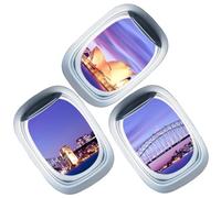 BESPORTBLE Sticker Laminate Sheets Three-Dimensional Sky Landscape Wall Decal 3 Sheets Airplane Window Decal Sofa Background or Tv Background