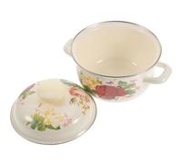 BESPORTBLE Stockpot Soup Pot Creative Design for Kitchen Use Flat Bottom Thickened Enamel with Lid, Double Handled to Taste of Food, for Parties and Household Cooking