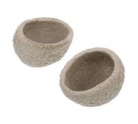 BESPORTBLE Stone Look Resin Pet Feeder Bowl Set of 2 Grey Smooth and Safe for Reptiles Adds a Touch of Nature to Your Home Decor