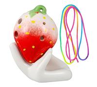 BESPORTBLE Strawberry Six Hole Ocarina for Beginners Lanyard Stand Holder and English Music Score Durable Wind Instrument with Creative Fruit Design