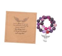 BESPORTBLE Sympathy Stone Beaded Bracelet with Memorial Card for Loss of Loved Ones Bereavement Jewelry Comfort for Grieving Friends Unique Polished Beads for Memorial Ceremonies and Daily