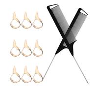 BESPORTBLE Tail Combs for Hair Styling with Hair Parting Rings Easy to Use Portable Plastic and Stainless Iron Barber Combs at Home
