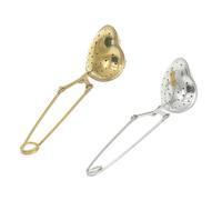 BESPORTBLE Tea Ball Diffuser Heart Shape Stainless Steel Tea Infuser with Handle 2Pcs Suitable for Party and (Silver Golden)