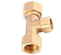 BESPORTBLE Thicken Full Copper Tee Joint Brass Heater Fittings with Male Female Threads for Water Pipe Connection Plumbing Diverter in Golden Brass