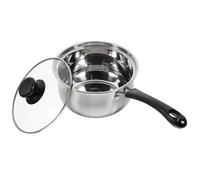 BESPORTBLE Thickened Stainless Steel Saucepan with Glass Lid Non Stick Soup Pot for Milk Coffee Food Heating and Cooking Ergonomic Handle Kitchen Utensil for Weaning and Everyday Use