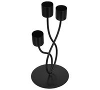 BESPORTBLE Three-Arm Vintage Candelabra Metal Taper Candle Holder Black Wrought Iron Table Centerpiece for Romantic Dinner and Church Events