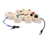 BESPORTBLE Toddler Busy Board with LED Light Sensory Learning Toy for Kids Interactive Dinosaur Gear Simulation Board Educational Toy for Preschoolers for Travel and Early Development