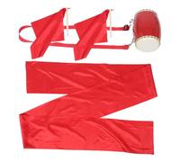 BESPORTBLE Traditional Chinese Waist Drum Set with Cowhide Drum Drumsticks Strap Scarves Portable Percussion Instrument for Adults for Cultural Dance and Music Performances