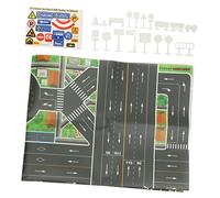 BESPORTBLE Traffic Sign Playset Educational Road Signs for Bright Plastic Roadblocks Teaching Traffic Rules Large City Map Playmat
