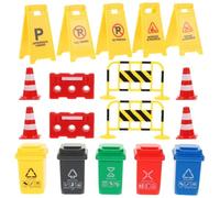 BESPORTBLE Traffic Signs Play for Boy Girl Includes Road Cones Barriers Warning Signs Trash Bins Cognitive Traffic Learning Toys for Boys and Girls for Pretend Play and Safe Road Awareness