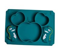 BESPORTBLE Training Silicone Suction Plate with Three Cartoon Compartments Durable Non Slip Dinnerware for Weaning and Balanced Nutrition Tableware