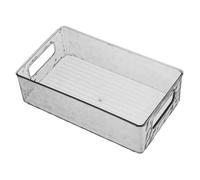 BESPORTBLE Transparent Grey Plastic Storage Box for Kitchen and Refrigerator Durable Clear Organizer Bin for Freezer and Pantry Rectangular Household Storage for Efficient Organization