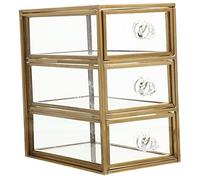 BESPORTBLE Transparent Jewelry Storage Box with Alloy Frame Multi Drawer Organizer for Lipsticks Necklaces Earrings and Small Accessories Versatile Desktop Case for Home and Dorm Use