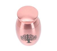 BESPORTBLE Tree of Life Pet Cremation Urn Stainless Steel Ashes Container Moisture-resistant Rose Gold Memorial Casket for Animal Ash Storage