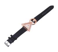 BESPORTBLE Triangle Fashion Watch for Women with Diamond Inlaid Black Leather Strap, Quartz Leather Wristwatch Bling Accessory for Casual and Formal Wear