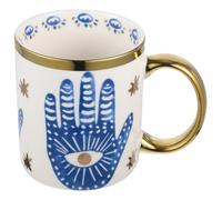 BESPORTBLE Turkish Ceramic Coffee Mug with Handle and Saucer Evil Eye Design Decorative Milk Cup Household Water Mug for Tea Brewing and Office Use