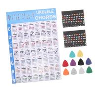 BESPORTBLE Ukulele Beginner Chords Chart Poster Felt Plectrum and Fingerboard Stickers for Learning Music Theory and Portable Practice