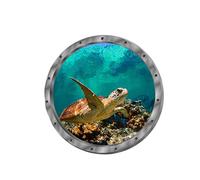 BESPORTBLE Underwater World 3D Wall Sticker, Porthole View Undersea Tropical Fridge Sticker, Waterproof Decor Decal for Home 2PCS
