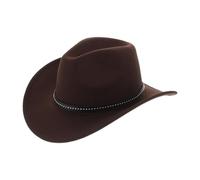 BESPORTBLE Unisex Coffee Wool Felt Cowboy Hat with Wide Brim Stylish Jazz Hat for Halloween Cosplay and Party Decorations Comfortable and Warm for Autumn and Winter