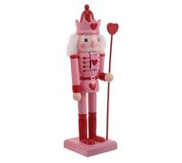 BESPORTBLE Valentine’s Day Wooden Nutcracker Figure with Pink Heart Pattern, 10-inch Tabletop Puppet Nutcracker Decor for Valentine’s Party and Indoor Holiday Display