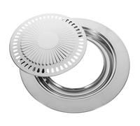 BESPORTBLE Versatile Non-Stick Stainless Steel Korean Style BBQ Grill Pan with Rack for Gas Stove Electric Ceramic Cooktop and Outdoor Camping Round Roasting Plate for Smokeless Grilling and