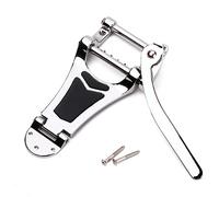 BESPORTBLE Vibrato Tremolo Bridge Tailpiece for Hollowbody Jazz Guitar Chrome Finish Adjustable Design Compatible Arched Pull Plate