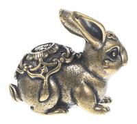 BESPORTBLE Vintage Brass Chinese Zodiac Rabbit Figurine, Small Bunny Ornament Desktop Decor, Zodiac Collectible Statue for Home and Office