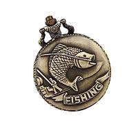 BESPORTBLE Vintage Bronze Pocket Watch Angling Quartz Mechanical Watch Relief Carp Design Lightweight Alloy Material for Fishing Enthusiasts