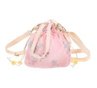 BESPORTBLE Vintage Chinese Style Crossbody Bag Drawstring Pouch for Daily Use, Canvas and Polyester Material with Stylish Pink Design to Store Cosmetics and Keys