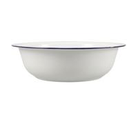 BESPORTBLE Vintage Enamel Foot Washing Basin White Enamelware with Blue Rim Multipurpose for Washing Feet Face and Laundry Easy to Clean Elegant Retro Style