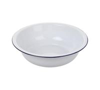 BESPORTBLE Vintage Enamel Mixing Bowl 30Cm White Thickened Kitchen Basin for Washing Vegetables and Face Cleaning, Large Enameled Serving Bowl Suitable for Home Use
