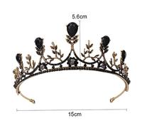 BESPORTBLE Vintage Gold and Black Wedding Crown Tiara Elegant Rhinestone Hair Accessory for Brides and Special Events for Photography and Cosplay