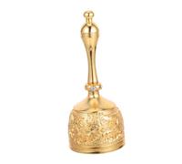 BESPORTBLE Vintage Gold Hand Held Bell with Non Slip Handle Chinese Dragon Phoenix Carvings Crisp Sound for Wedding Dinner Service Meditation and Home Table Use