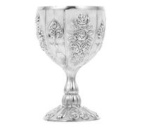 BESPORTBLE Vintage Liquor Cup Decorative Wine Chalice Goblet European Style Wine Glass Drinking Vessel Buddhist Sacrifice Cup Xmas Christmas King Queens Party Decoration Silver (14612593U8)