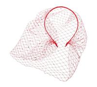 BESPORTBLE Vintage Mesh Veil Headband for Women with Rhinestones, Fullface Coverage and Deformation Resistance, Elegant Red Fascinator for Race Day and Bridal Shower Accessories