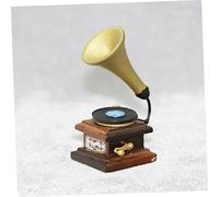 BESPORTBLE Vintage Mini Phonograph Model for Dollhouse Retro Gramophone Ornament Miniature House Supplies with Smooth Texture and Craftsmanship