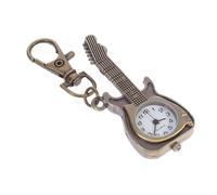 BESPORTBLE Vintage Pocket Watch with Quartz Movement and Glass Mirror Featuring A Unique Guitar Shape, Alloy Case, and Keychain Accessory, Designed for Students and Housekeepers as A Classic