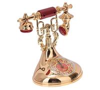 BESPORTBLE Vintage Retro Telephone Clock Ornament European Style Desktop Decor Artistic Home Clock for Living Cafe Hotel Bedroom Decoration