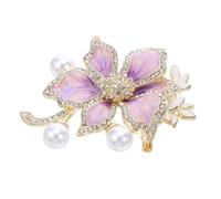 BESPORTBLE Vintage Style Lavender Flower Brooch Pin for Women Elegant Floral Enamel Jewelry with Pearl Accent Durable Lustrous Lapel Pin for Banquets Proms and Formal Occasions Timeless